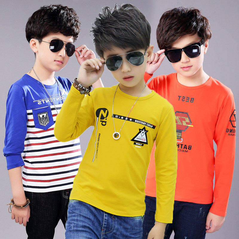 2022 new autumn clothes boys long-sleeved T-shirts 5 years old children 12-15 bottoming shirts middle-aged children's T-shirts boy tops 9