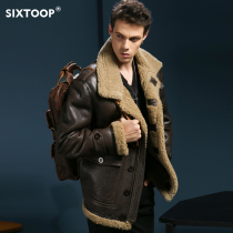 Thickened sheep fur leather clothing men short leather fur flight suit large size motorcycle leather jacket jacket winter