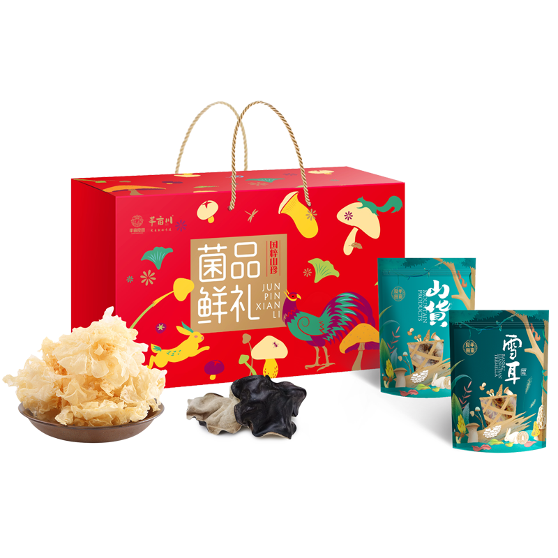 Half an acre of fertile land and half an acre of river, fresh mushroom gift 1010g, North and South dry goods gift box, mushroom gift box, new year gift box