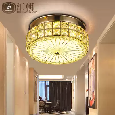 Huizhao Golden corridor Crystal light led balcony light Modern warm entrance corridor light Small round household ceiling light