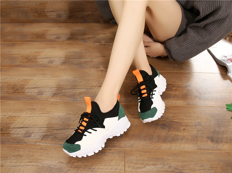 Cao-top stretch vải hip-hop phong cách thể thao màu sắc phù hợp với phụ nữ của giày vớ giày phụ nữ mùa xuân và mùa thu giải trí du lịch giày thoáng khí
