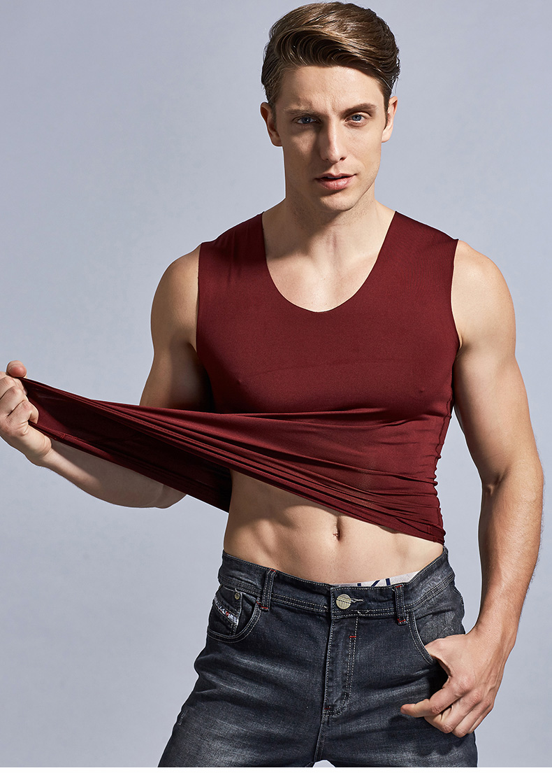 3 miếng băng lụa liền mạch của nam giới vest mỏng mỏng rào cản thể thao không tay t- shirt dưới phương thức áo nhanh chóng- sấy khô