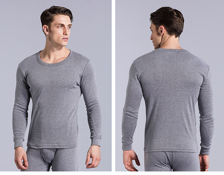 Quần áo cotton nam mùa thu đơn áo sơ mi trung và tuổi già mùa thu và áo rộng áo len cotton ấm quần áo giữ nhiệt nam uniqlo