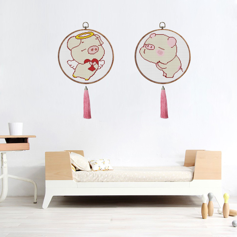 2018 mới tròn cross-stitch thêu thêu biên giới với điểm dễ thương Pig kim cương khoan vẽ gắn liền với thêu khoan nề - Công cụ & phụ kiện Cross-stitch tranh thêu chữ thập mã đáo thành công