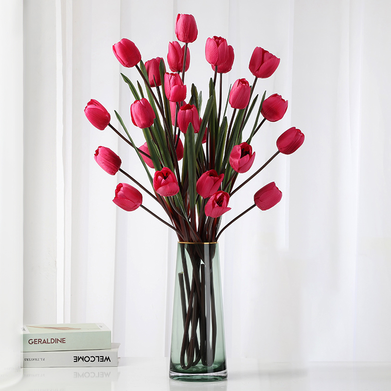 Tulip Emulation Flower Dried Flowers Single Branches Silk Flowers Fake Flowers Decoration Flowers Living-room Home Accessories Vase Flower Arrangement Pendulum Pieces