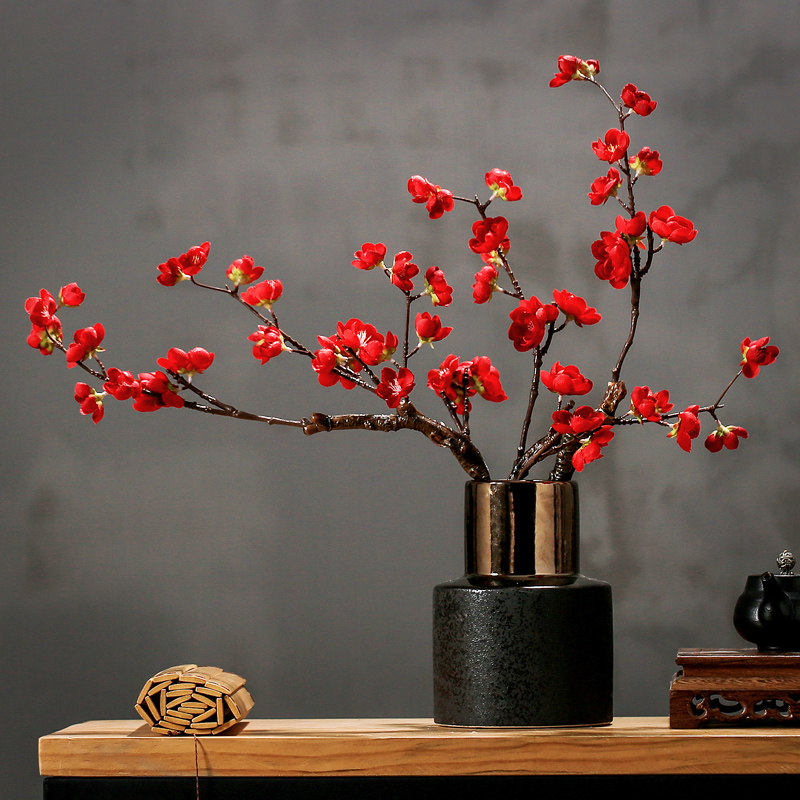 Simulation Plum Blossom Plum Blossom Living Room Genguan Book Room Wine Cabinet Decorations Pendulum Pieces Flower Arrangement Table Furnishing Floral Art