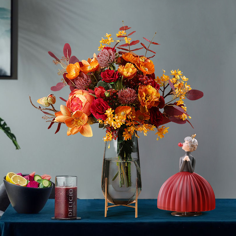 Original high-grade imitation flower bouquet dried flower European-style fake flower ornament living room flower arrangement home dining table decoration decoration