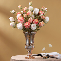 Vintage French court rose simulation flower decoration Living room fake flower dried flower vase flower arrangement High-grade model room floral art