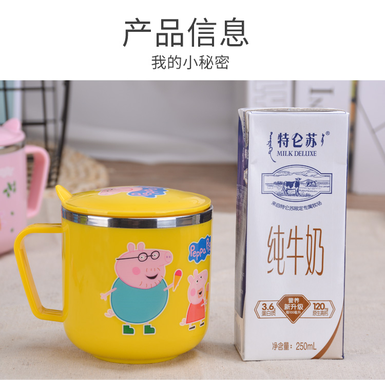 Bé uống cốc nước inox 304 bé hoạt hình tay cầm dễ thương có nắp che nhà chống cào chống ngã bình giữ nhiệt 1 lít
