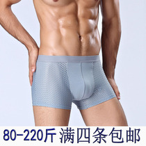 Summer thin mens underwear mesh sexy transparent mesh underwear breathable Ice Silk youth boxer shorts head
