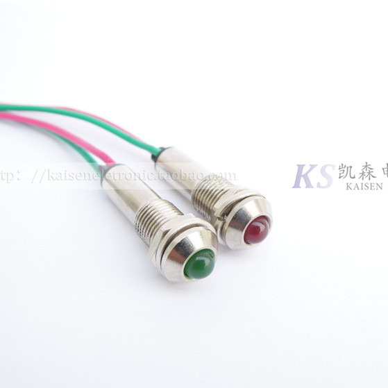ADS8-2C ADS8-2C 12VDC 24VDC 24VDC line red yellow green mounting hole Phi 8 m m metal indicator light-Taobao
