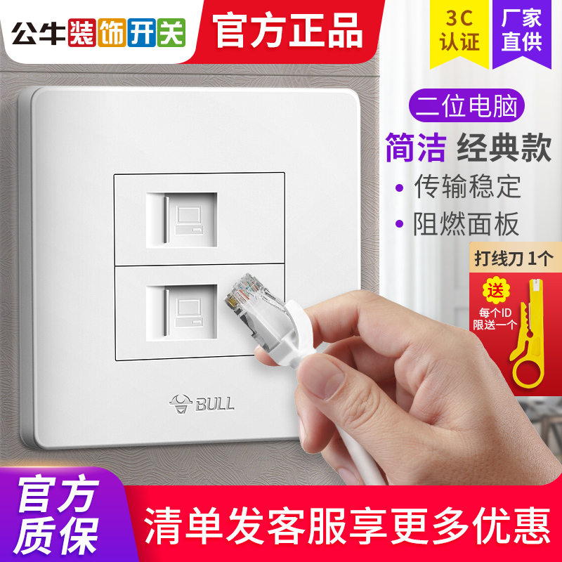 Bull Switch Socket Dual Computer Network Interface Computer Network Interface Panel Dual Port Network Route Box Wideband Panel Network Insertion