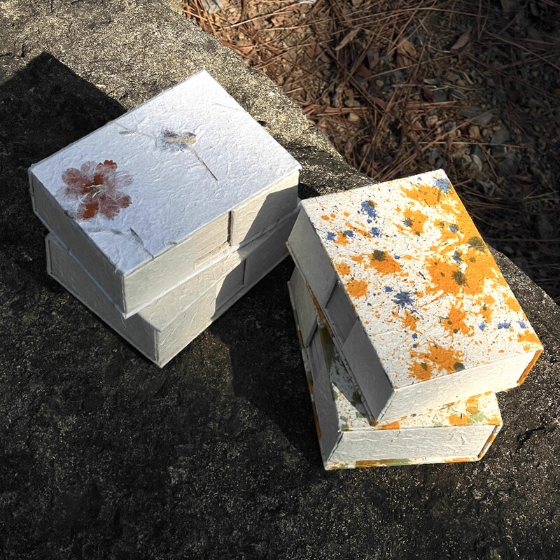[Yunnan Intangible Cultural Heritage Dai Paper Handmade Paper Bricks] Original Handmade Paper Note Box with Blank Paper and Rough Texture