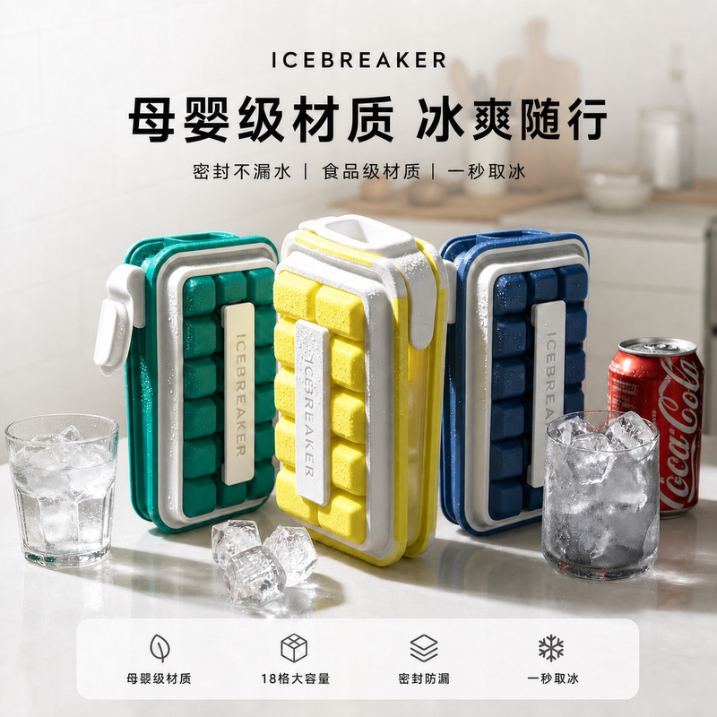 Danish Icebreaker Pop Ice Tray Mold Silicone Food-Grade Storage Ice Box Ice Ball Pot Frozen Ice Cubes