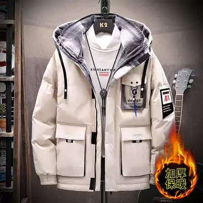 2021 new autumn and winter men's Korean cotton-padded clothing trend thickened down cotton-padded jacket Tide brand tooling jacket