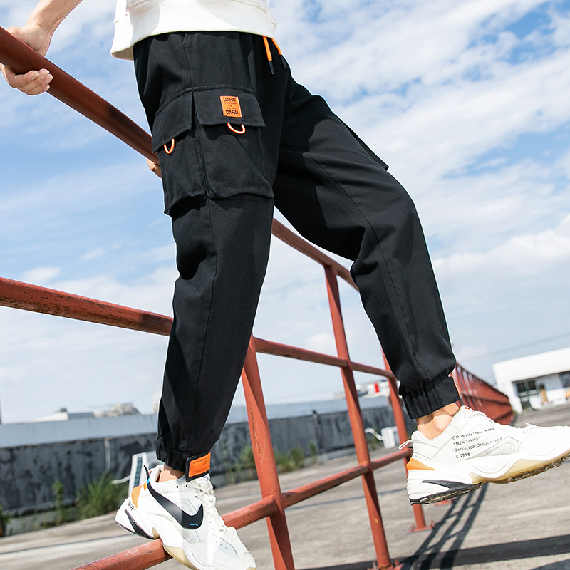 2020 spring and autumn new men's Korean version of the trend casual pants tide brand loose drawstring sports nine-point pants men