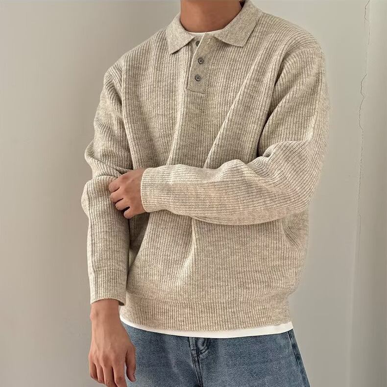 Cleanfit Youth Plus-Size Sweater Men's Autumn and Winter Wear Casual Style Polo Collar Knitwear for Big Guys