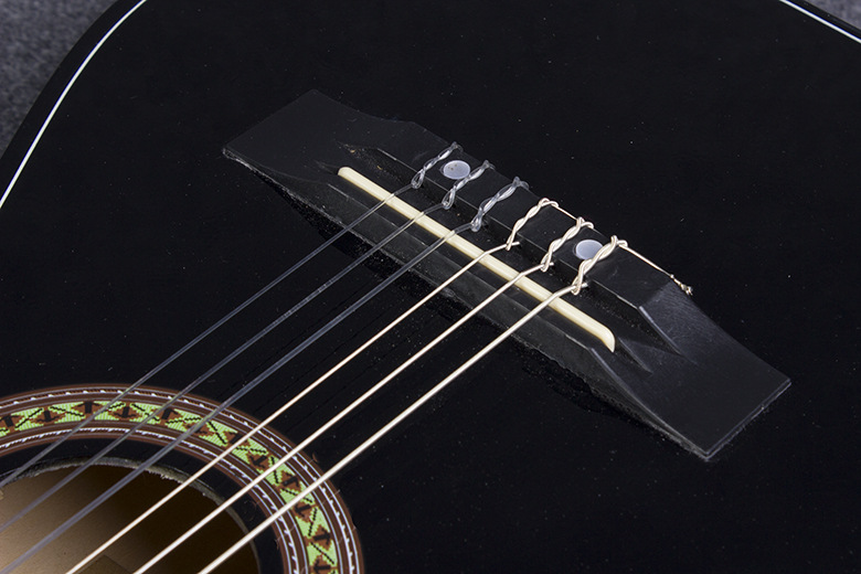 30 inch tròn cổ điển guitar trẻ em nhạc cụ người mới bắt đầu thực hành nhập guitar acoustic dây nylon jita đen - Nhạc cụ phương Tây đàn