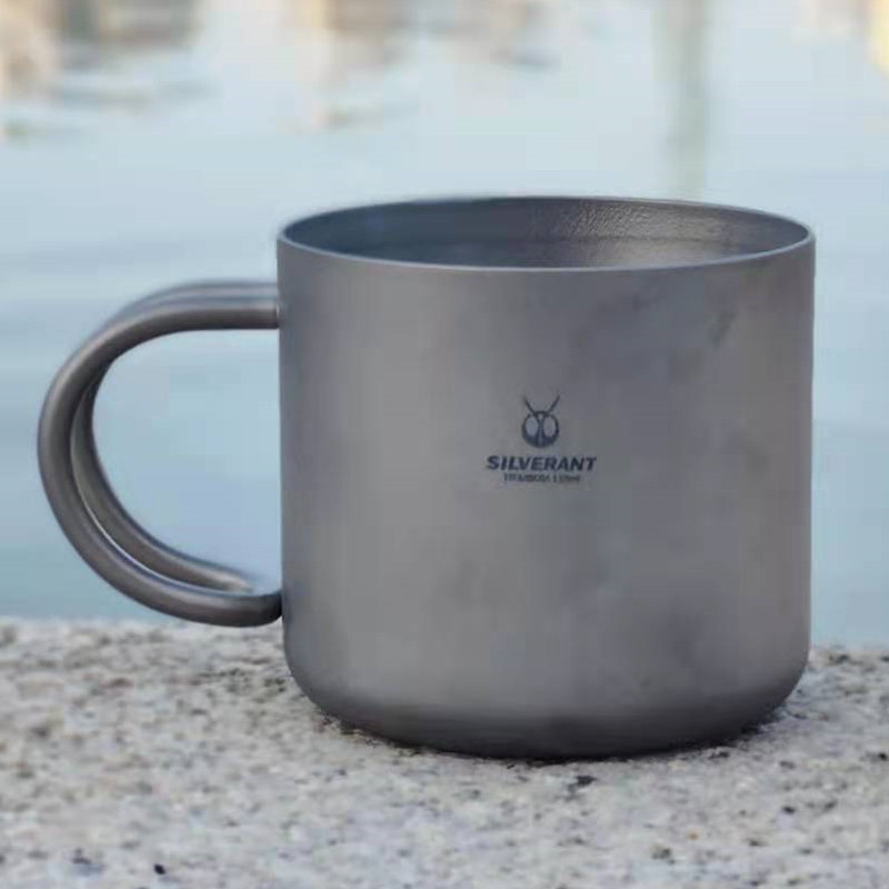 SILVERANT Silver Ant Pure Titanium Coffee Cup Double Layer Anti-Scalding Portable Mini Hand Punch titanium alloy water cup 100ml