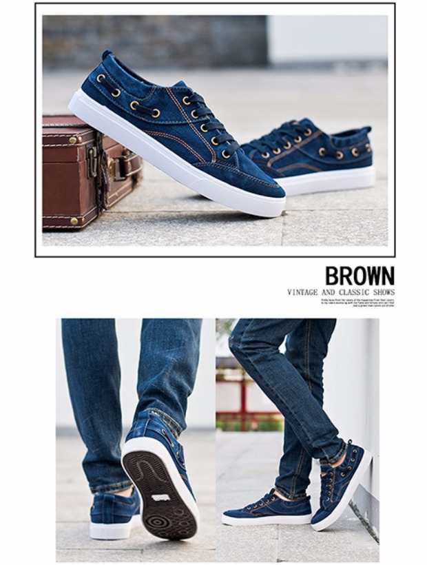 Mùa xuân hè hè Giày vải denim nam thời trang Hàn Quốc mang giày thường giày trẻ trung thoáng khí giày đế thấp giày anta nam