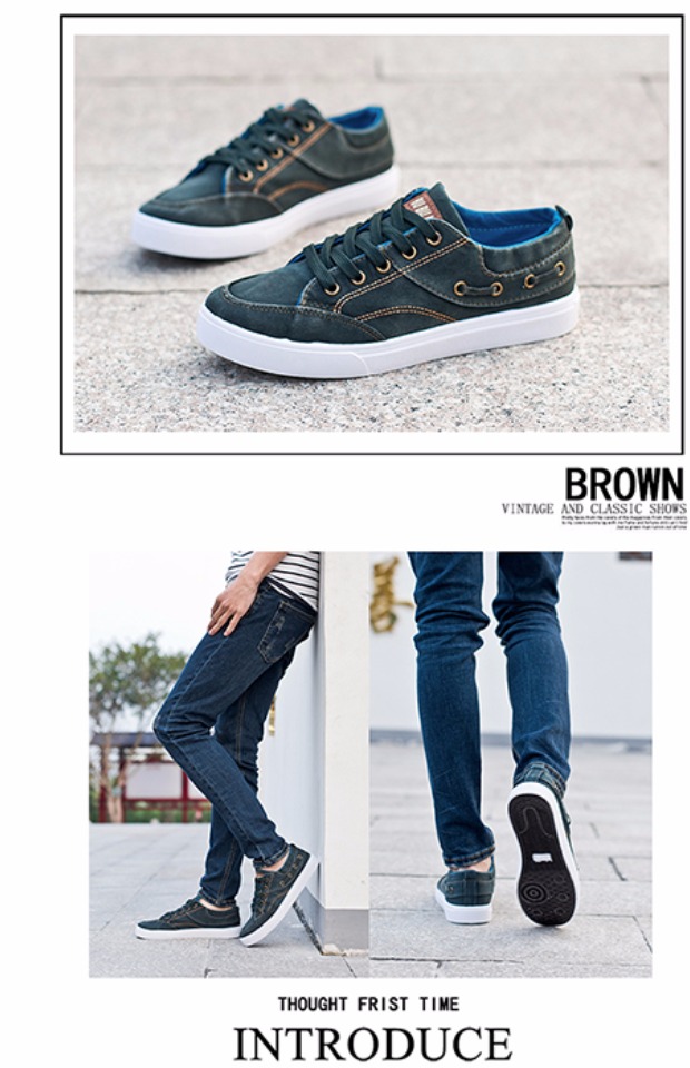 Mùa xuân hè hè Giày vải denim nam thời trang Hàn Quốc mang giày thường giày trẻ trung thoáng khí giày đế thấp giày anta nam