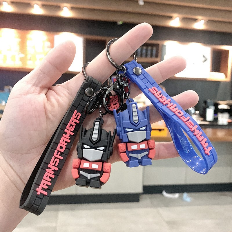 Cartoon Robot Car Keychain Ring Chain Transformers Optimus Prime Pendant Couple Backpack Bag Decoration Gift