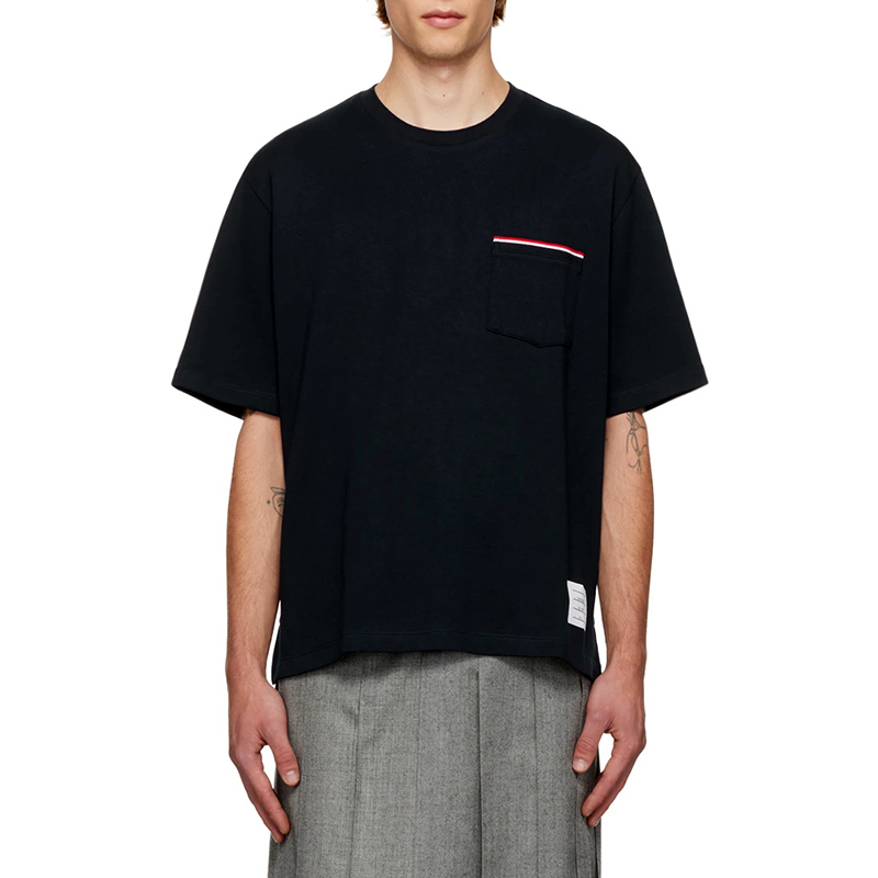 Thom Browne Thom Browne Unisex Loose-Fitting Drop-Shoulder Striped Short-Sleeved T-Shirt for Work Wear
