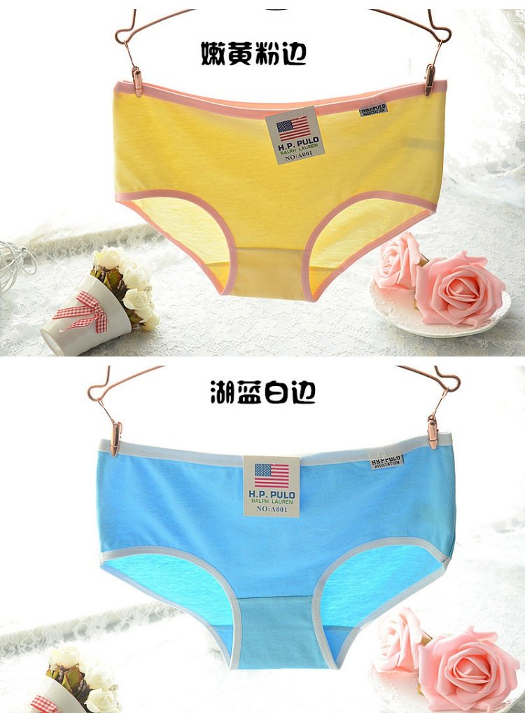 Cotton tam giác dễ thương cô gái bông thể thao kẹo màu cô gái sinh viên eo thấp đồ lót nữ bán buôn bikini đẹp
