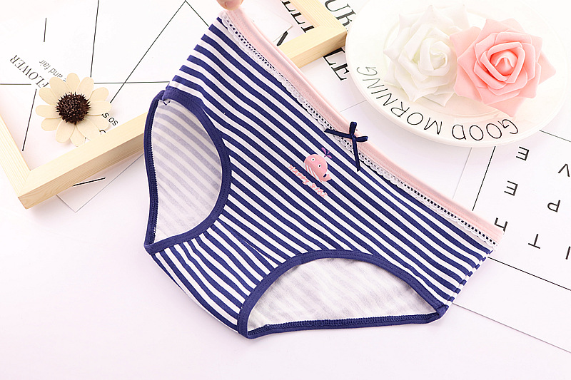 Đồ lót của phụ nữ phụ nữ 100% cotton 裆 bông sinh viên sexy trung eo ren cô gái tóm tắt liền mạch bán buôn