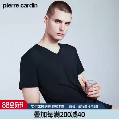 Pilkaden Lenzing Modal T-shirt Men's regular V-neck undershirt Half-sleeved bottoming shirt Black short-sleeved underwear