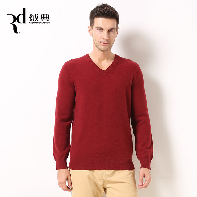 Cashmere ຄໍ V-neck cashmere sweater ຫນາຂອງຜູ້ຊາຍດູໃບໄມ້ລົ່ນແລະລະດູຫນາວໃຫມ່ 100 ອັນບໍລິສຸດ cashmere knitted bottoming ເສື້ອທຸລະກິດ sweater