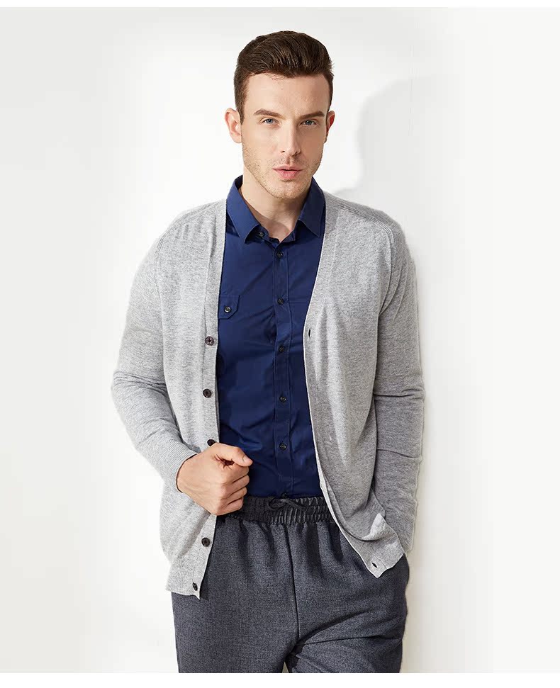 Áo len cashmere cho nam Áo len mùa thu và mùa đông Mới cổ chữ V Slim Solid Màu cashmere đan áo len kinh doanh Áo khoác giản dị - Áo len Cashmere áo khoác jean nam