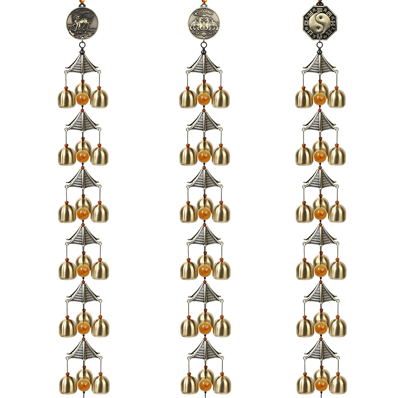 Pure Copper Wind Chime Hanging Ornament, Home Protection, Bagua Qilin Hanging Ornament, Door Decoration, Feng Shui Wind Chime, 5 Layers 15 Bells, 6 Layers 18 Bells Pure Copper Wind Chime Hanging Ornament, Home Protection, Bagua Qilin Hanging Ornament, Door Decoration, Feng Shui Wind Chime, 5 Layers 15 Bells, 6 Layers 18 Bells