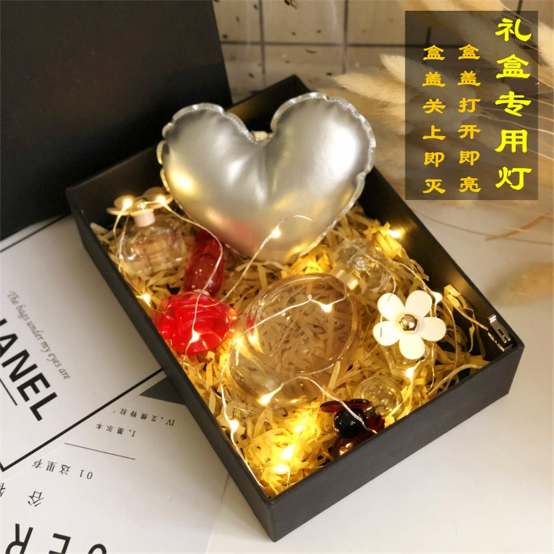 Gift box LED button Battery copper wire copper wire lamp gift box Packaging Decorative Filler Colorful Light Bulbs-Taobao