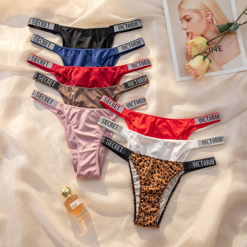Victoria European and American Style Smooth Rhinestone Sexy Wide Band Low-Waist Ice Silk Panties Women's Seductive Briefs Victoria European and American Style Smooth Rhinestone Sexy Wide Band Low-Waist Ice Silk Panties Women's Seductive Briefs