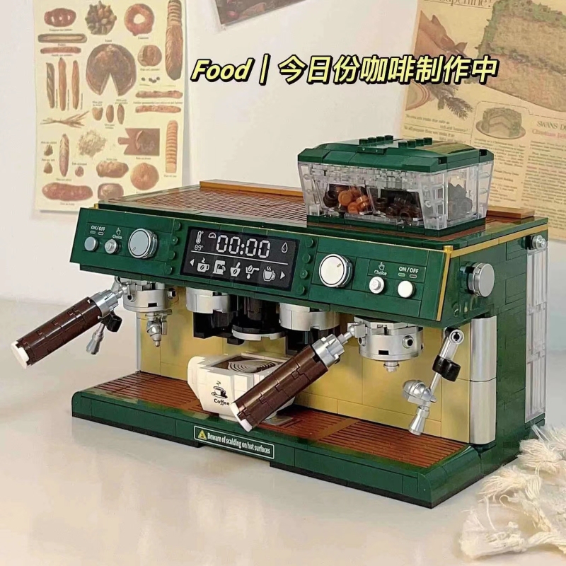 Retro Coffee Machine Small Particle Assembly Chinese Building Blocks Adult Version Girl Series Toys New Year Small Gifts for Girls