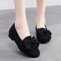 Spring new old Beijing cloth shoes womens shoes flat bottom single shoe sloth one foot pedal mom shoes softbottom casual bean-bean shoes