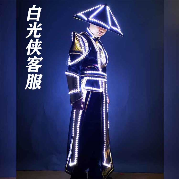 White Man Guest conserved led luminous clothes stage performance Costume Nightclub Bar Wine's Annual Meeting Event