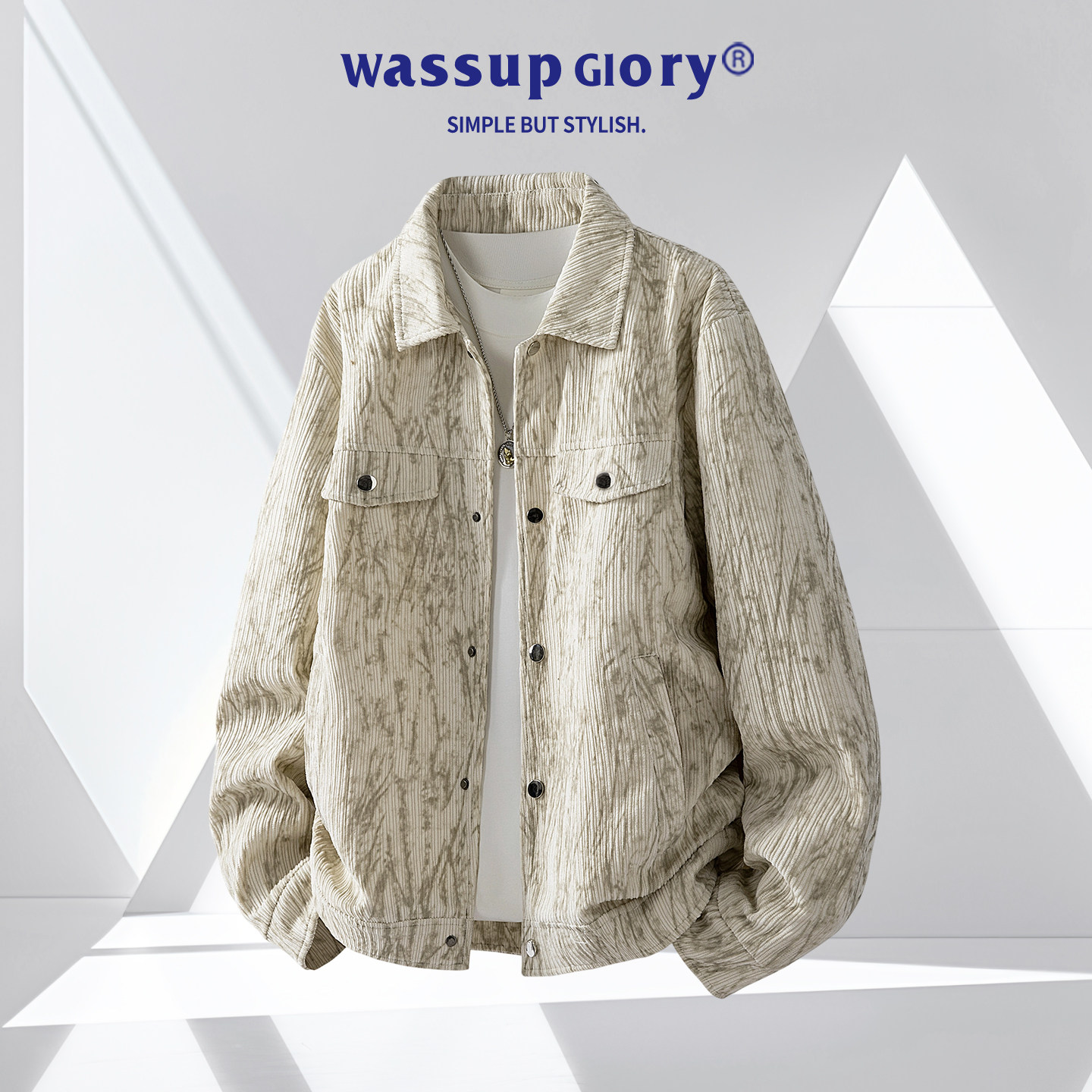 Осенняя вельветовая куртка WASSUP GLORY, мужская новинка 2025 года, в стиле ретро, в стиле старых денег, куртка с тай-дай
