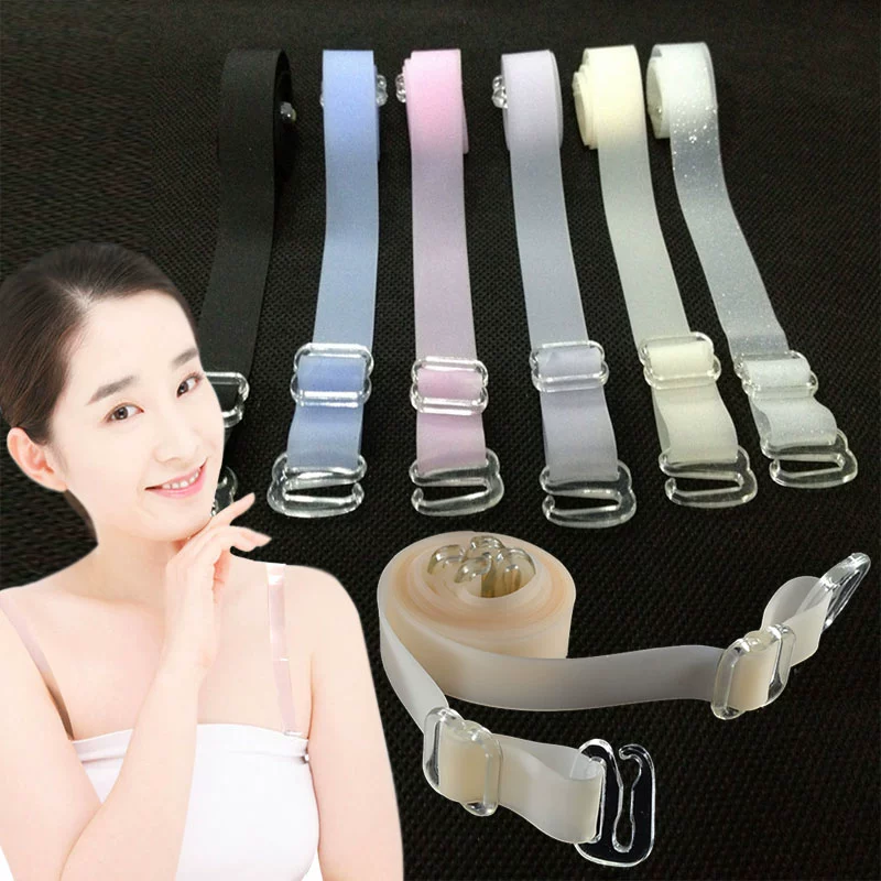 Hàn Quốc mở rộng khóa thép vô hình dây đeo vai silicone trong suốt mờ chống trượt dây đeo áo ngực dây đeo đồ lót dây ngọc trai đeo áo lót