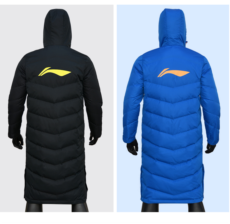 Li Ning thể thao xuống áo khoác nam dài trên đầu gối ngoài trời dày ấm áp ấm thể thao giản dị đào tạo coat trùm đầu mỏng áo phao nữ