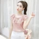 Áo sơ mi ren che bụng nữ siêu mỏng mùa hè 2019 ngọt ngào và mỏng manh, áo sơ mi ren che bụng, áo sơ mi nhỏ kiểu tây, áo voan không tay - Áo sơ mi chiffon ren