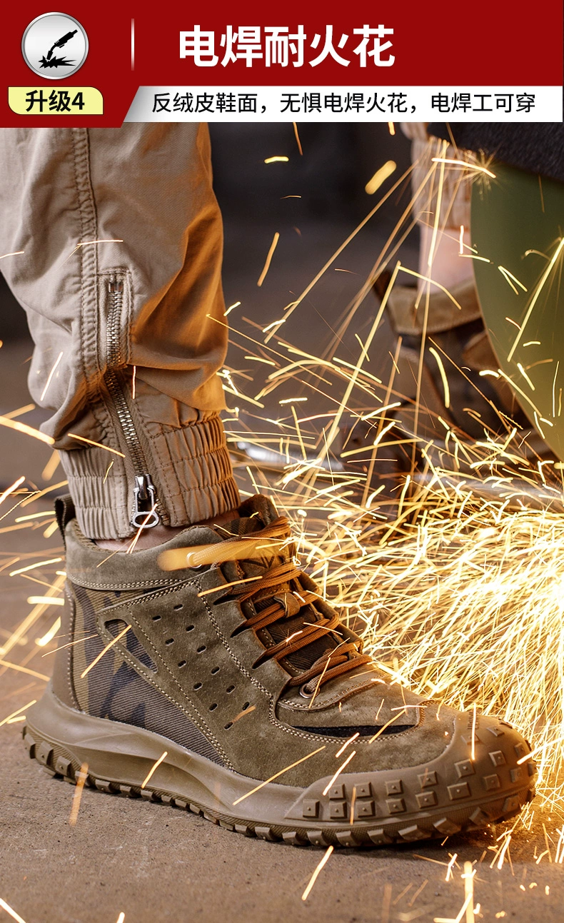 Men's labor protection shoes, anti-smash and anti-puncture steel toe construction site work shoes, lightweight old protection steel plate high-top winter plus velvet