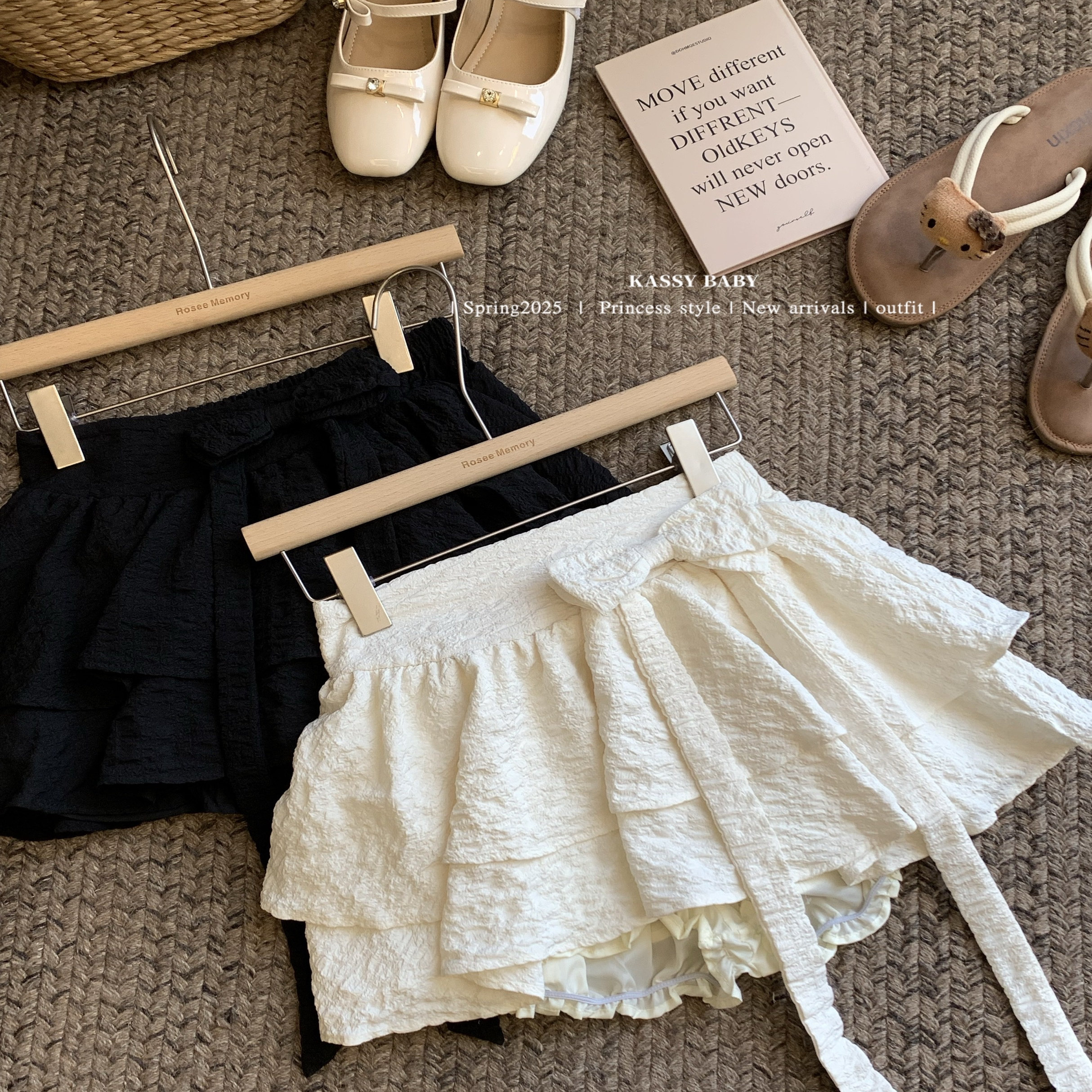 French-style plus-size ballet-inspired midi skirt, new spring/summer style, high-waisted, slimming, tiered, puffy short skirt.