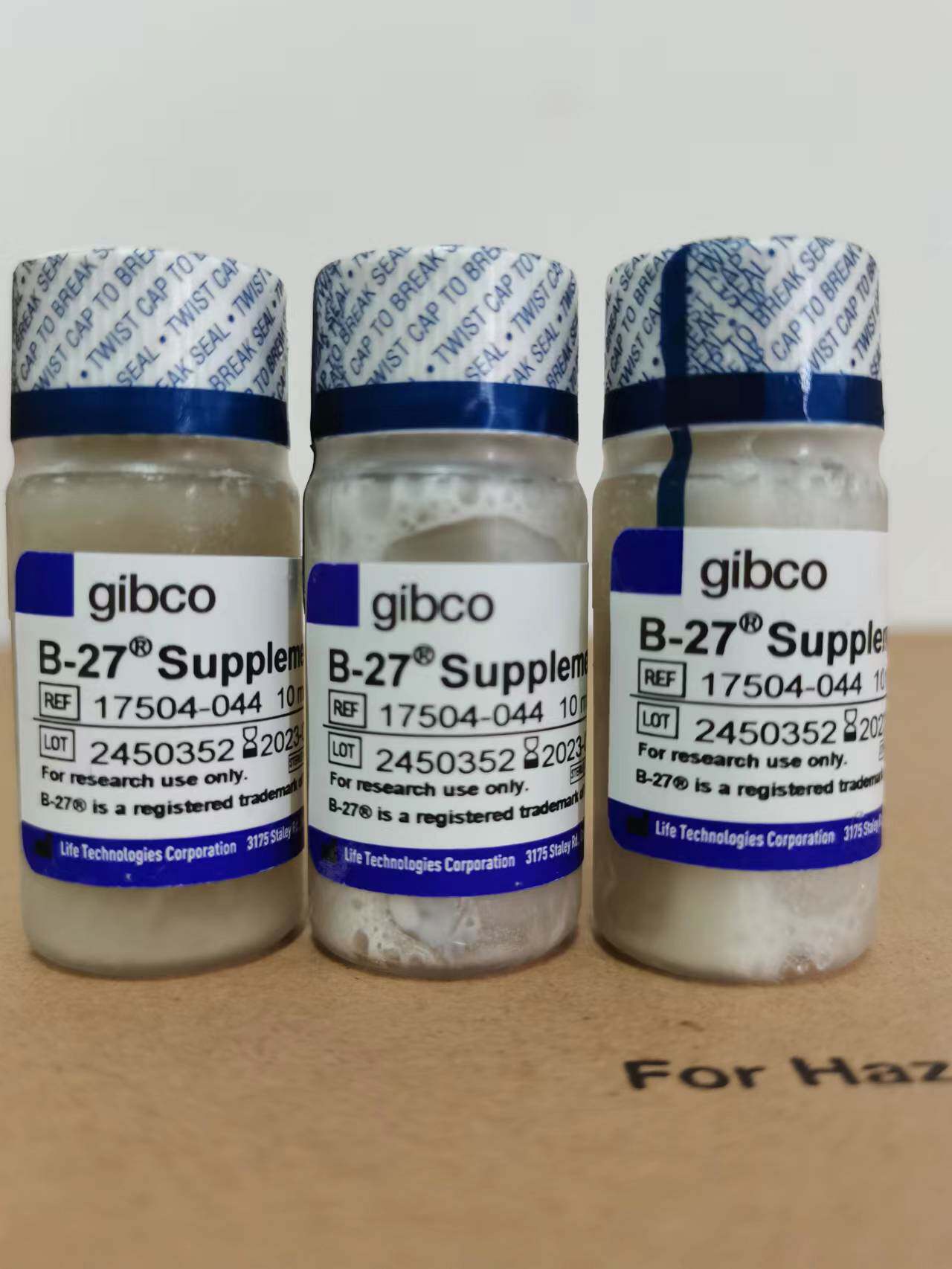 Gibco17504044 B-27无血清添加剂 B27无血清培养基17504-044 10ml