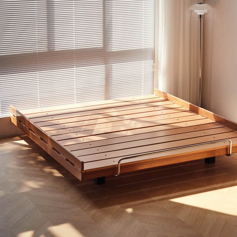Unzhong丨Zalszupin Double Bed Without Bedside Medieval Bed Small Apartment Suspended Bed Normcore Cherry Wood Mortise and Tenon Unzhong丨Zalszupin Double Bed Without Bedside Medieval Bed Small Apartment Suspended Bed Normcore Cherry Wood Mortise and Tenon