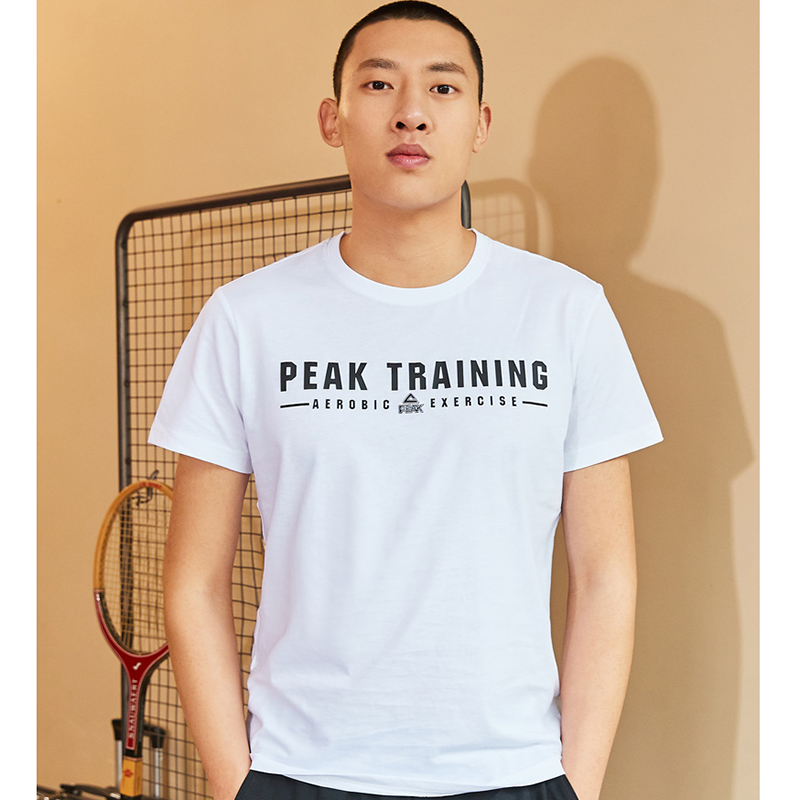 Peak men's T-shirt 2022 summer new cotton short-sleeved round neck loose breathable T fashion letter printing bottoming shirt