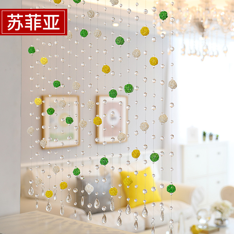 Crystal Beads Curtain Partition Living Room Genguan Door Curtain Rattan Ball chain Screen Aisle Crystal Bead curtain Decorative Hanging Thread Curtain