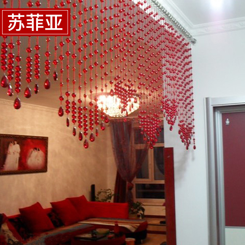 Sophia bead curtain Crystal partition curtain Finished screen curtain door curtain New wedding room wedding curtain red full wear