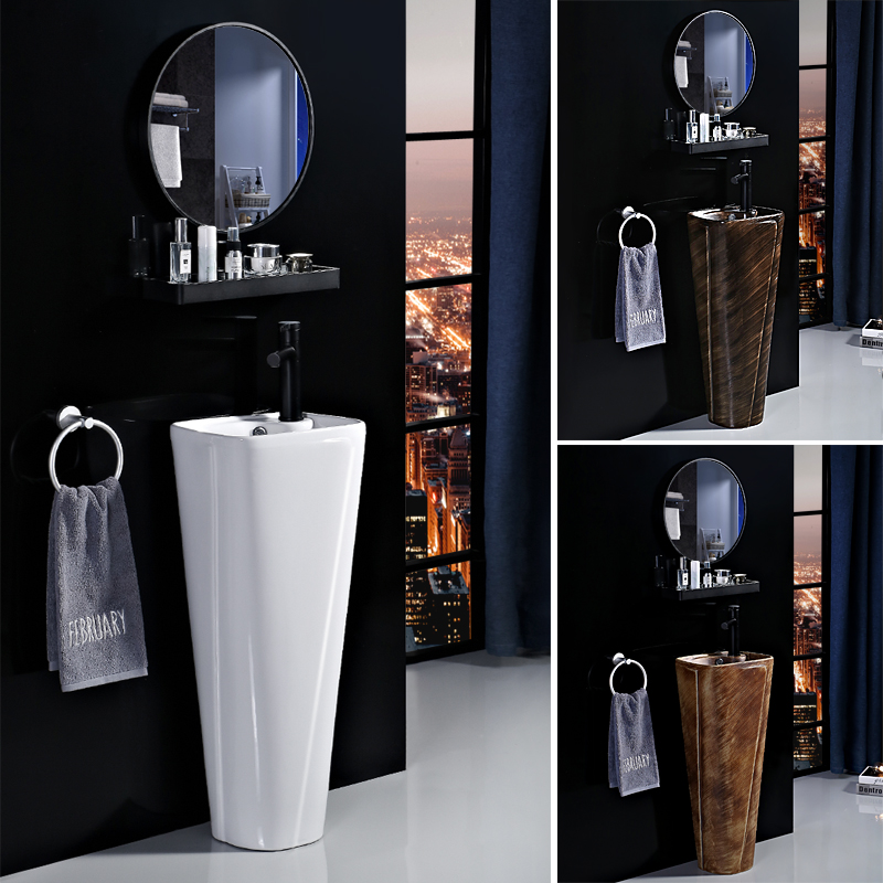 Pillar wash basin with wash basin floor ceramic wash pool in one small household washing pool